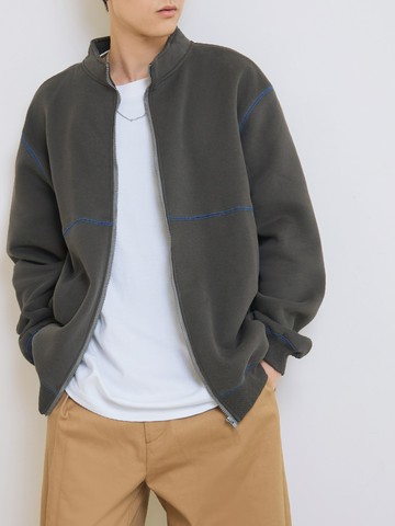 保暖內刷毛車線拼接立領外套