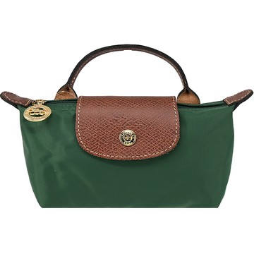 LONGCHAMP LE PLIAGE系列再生尼龍手提化妝包(英式綠)