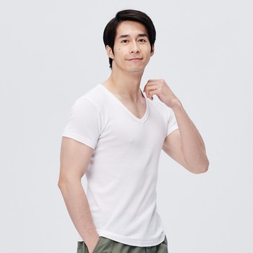 【棉花共和國品牌館】LIFE經典羅紋V領短袖衫 M/L/XL(吸濕透氣 精梳純棉 圓筒無痕 男上衣)