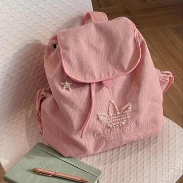 ADIDAS ORIGINALS 14.6L 珊瑚粉 串珠三葉草 帆布 後背包 KW1271