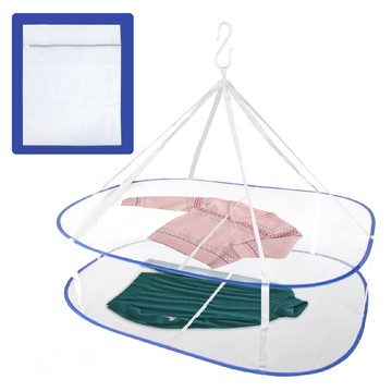 Axis 艾克思 多功能雙層可收取式方型曬衣網 + 密網洗衣袋組  1個  白色