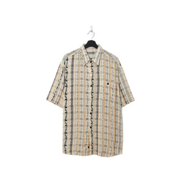 Back to Green-絲滑花襯衫 沈穩線條點排列sw-09/vintage shirts