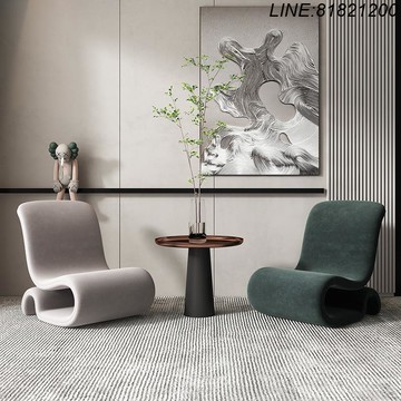 免運 公司貨 開發票 質量超讚 單人沙發椅簡約設計藝術現代閱讀輕奢金屬意式極簡創意絨布休閑椅 設計師款 沙發椅 休閒椅 展示椅