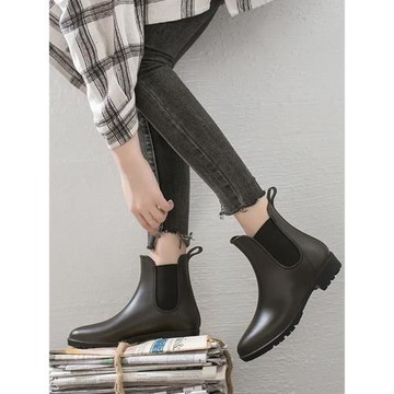 英倫風雨鞋女短筒厚底時尚膠鞋廚房防滑防水鞋軟底新款切爾西雨靴