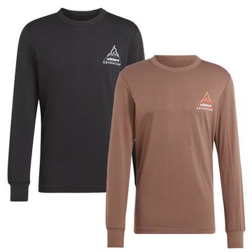 Adidas 男裝 長袖上衣 火山印花 純棉 黑/咖【運動世界】IJ0713/IL5172