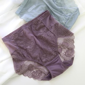 4條高腰蕾絲內褲女 薄款黑色性感網紗提臀大碼三角褲透氣純棉襠