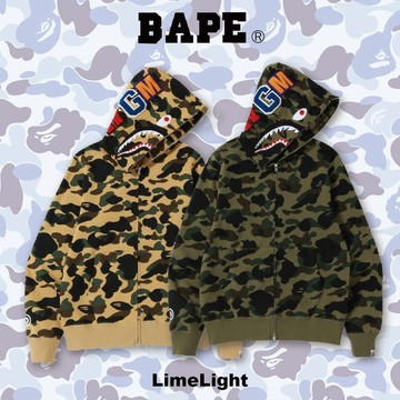 ☆LimeLight☆ APE BAPE 1ST CAMO SHARK FULL ZIP HOODIE 鯊魚外套 綠 黃