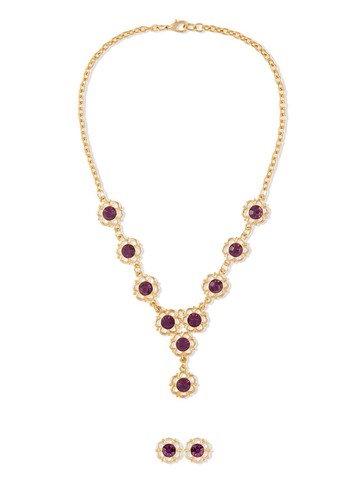 Susan Caplan Vintage - 1990s Edwardian Revival necklace and earrings set - women - Gold Plated Brass/Swarovski Crystal - One Size