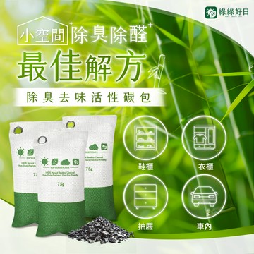 綠綠好日 除臭去味活性碳包3入組 居家除臭除醛 去味防霉 防潮防臭 居家 車用 室內 櫥櫃 鞋櫃 衣櫃必備 活性炭