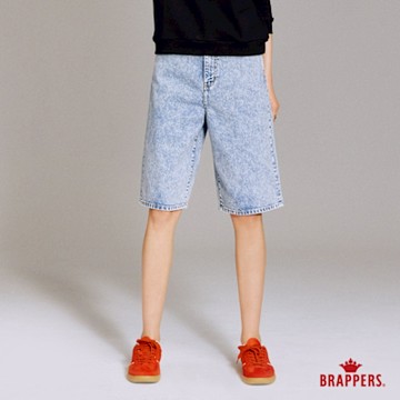 BRAPPERS 女款 Boy friend系列-高腰全棉五分褲-淺雪花藍