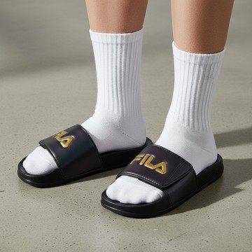 FILA KIDS 中童魔鬼氈調節運動拖鞋-黑 2-S436A-008