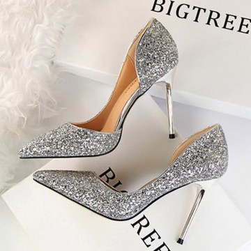 【Sp house】婚禮閃鑽淺口尖頭細高跟鞋(7色可選)