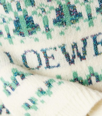 Loewe Logo sequined wool-blend jacquard scarf