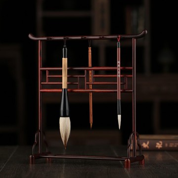 10針紅木筆架毛筆掛實木質毛筆筆架子酸枝明式筆架筆掛文房四寶