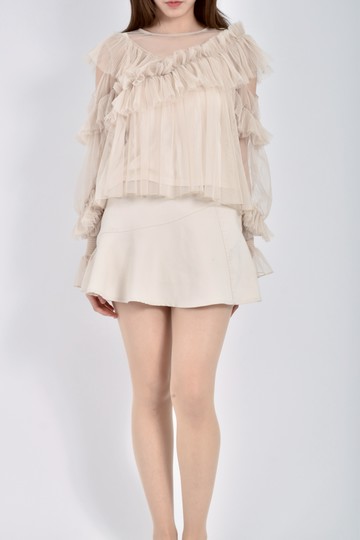 (S) snider質感兩件式透膚綠色長袖上衣