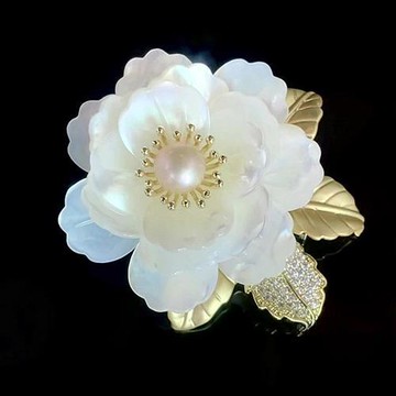 【巴黎精品】現貨+預購 女西裝高級胸針裝飾別針領針襯衫防走光釦首飾-牡丹貝母高級女配件a1jx84