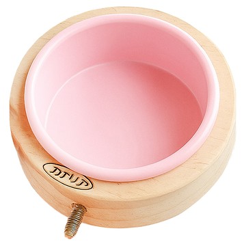 PetBest 原木碗架組 附塑膠圓碗  木色 + 粉色  1組