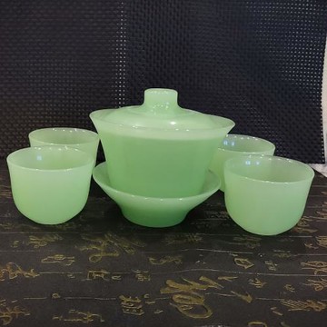 精美功夫茶具套裝三才蓋碗琉璃玉石沏茶杯茶碗手工泡茶杯敬茶碗