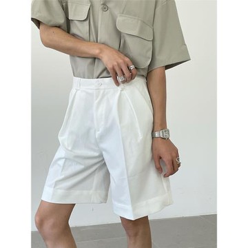 yghome韓系高腰寬松休閑短褲男夏季ins時髦氣質簡約純色五分褲