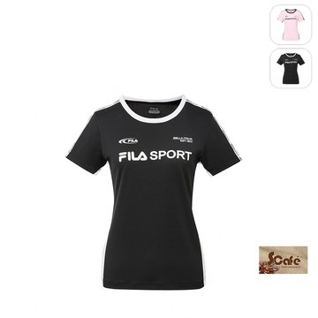 【FILA】女性 抗UV 吸濕排汗 短袖T恤-黑色 5TEZ-1320-BK