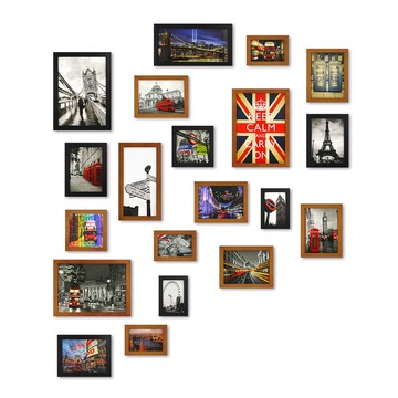北歐簡約相框牆 柚木色+黑色 20入組合 室內設計 布置 佈置 裝飾