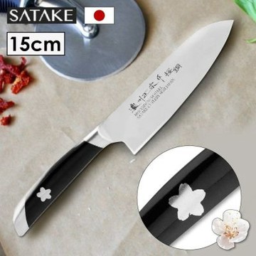 日本製 濃州正宗作 櫻花紋鉬釩鋼小三德廚刀 15cm(日本菜刀 櫻鋼 萬用刀 料理刀 三德刀)