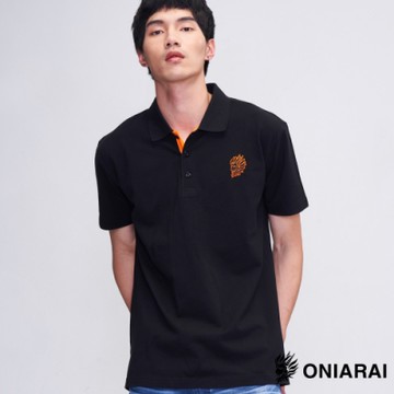 鬼洗い  BLUE WAY  - 小鬼頭繡花門襟配色POLO衫(黑)