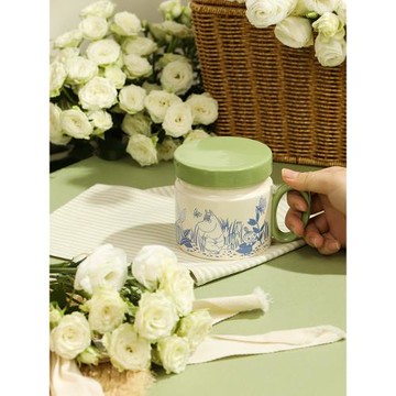藍蓮花moomin姆明茶杯陶瓷女士個人專用茶水分離高端辦公室主人杯