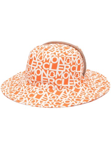 Moncler - all-over graphic-print sun hat - women - Polyester/Polyester/Cotton - S - Orange