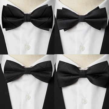 領結婚禮男紅色雙層蝴蝶結新郎結婚婚禮男士西裝婚慶純色伴郎黑色