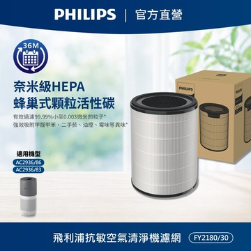 飛利浦抗敏空氣清淨機濾網(FY2180/30)-奈米級HEPA&活性碳複合式濾網 適用:AC2936