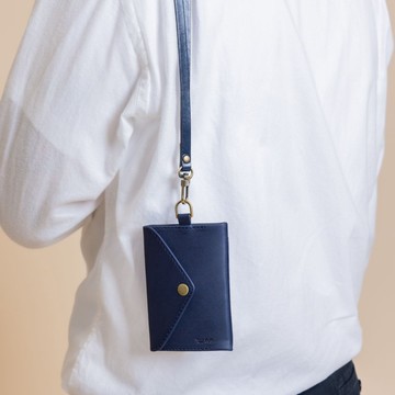 MUMU真皮證件零錢包-京都藍 【客製化刻字】