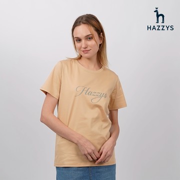 【HAZZYS】女款粉橘色女生草寫短袖T恤 YWSEC107