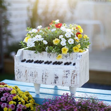鋼琴造型創意大號口徑花盆庭院花園擺件陽臺布置露臺頂樓民宿裝飾