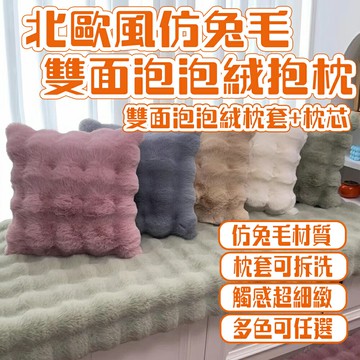 北歐風仿兔絨抱枕 ??滿滿擼貓感?? 絨毛抱枕 雙面絨毛含枕芯 方形抱枕 抱枕 沙發抱枕 床上靠枕 泡泡絨毛抱枕