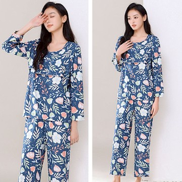 [韓國K.W.]現貨韓國棉稠高質感波浪五瓣花造型家居服套裝睡衣