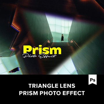 三角棱鏡光學折射萬花筒圖片濾鏡特效Ps樣機模板素材.M2020120603