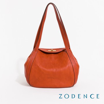 ZODENCE LUCY義大利植鞣革肩背燈籠包-橘紅