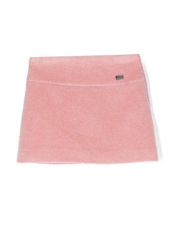 Fay Kids - logo-plaque slip-on skirt - kids - Virgin Wool/Mohair/Polyamide/Viscose - 4 yrs - Pink