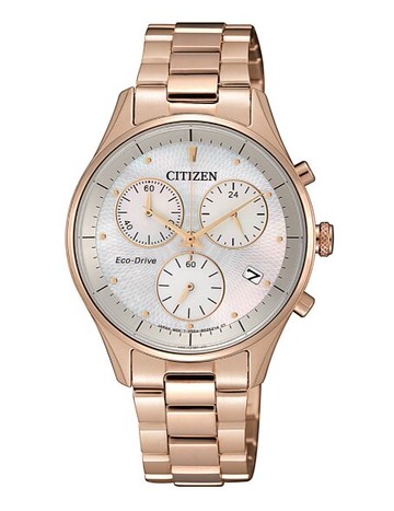 CITIZEN星辰錶 FB1442-86D 玫瑰金光動能三眼計時女錶/白蝶貝面板 32mm｜樂天全館特惠中★指定刷卡回饋10%
