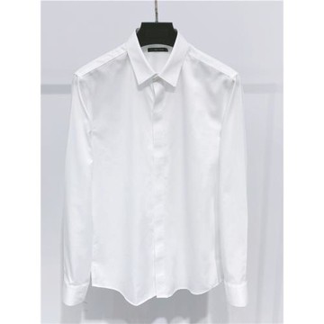 DH原創25年秋季純色長袖免燙襯衫男士休閑全棉方領抗皺青年白襯衣