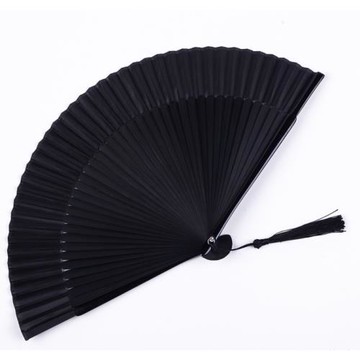全黑色扇子折扇中國風女工藝扇古風萬圣節暗黑cos道具朋克純黑骨