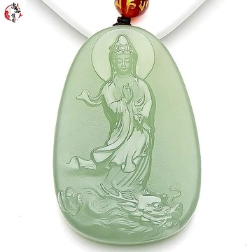 吊墜 和田玉觀音玉墜 男款玉觀音吊墜 掛繩玉脖子高檔玉觀音吊墜男款