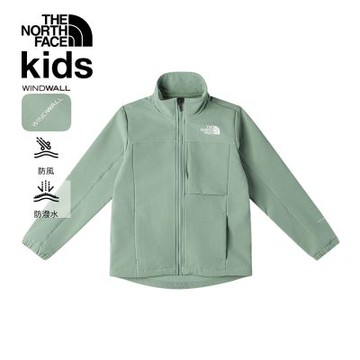 【The North Face 官方旗艦】北面兒童綠色DWR防潑水抓絨外套｜89XHBQ1