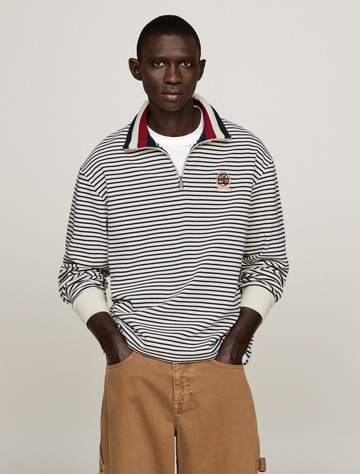 徽章條紋半拉鍊運動衫