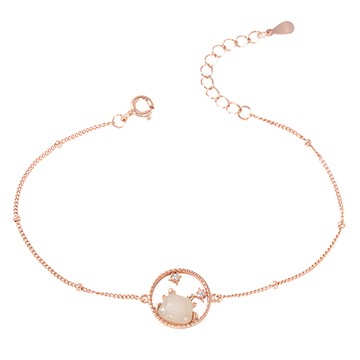 RADIANT STAR 璀璨之星 925純銀星辰守護龍和田玉手鍊  腕圍16cm + 墜飾1.3cm + 延長練3cm  玫瑰金