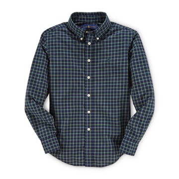 美國百分百【Ralph Lauren】襯衫 RL POLO 小馬 格紋 長袖 上衣 深綠 深藍 黃格 XS S號 G297