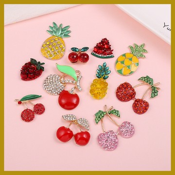 創意diy飾品 鑲鑽櫻桃水果菠蘿 手機殼美容配件 手工材料 手作材料 奶油膠配件 飾品材料 飾品配件 diy手機殼