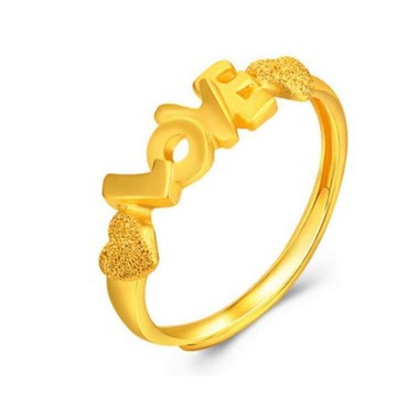 現貨 LOVE 真愛 字母 戒指  噴砂金 不退色 不過敏 999可調式戒圍011