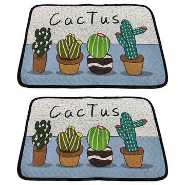 BonBon naturel 拼布止滑踏墊 Set 2 地墊  40 x 60cm  白底仙人掌